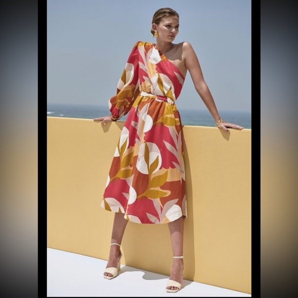Rebecca Vallance Sangria One Sleeve Midi SunDress NWT - Picture 9 of 9